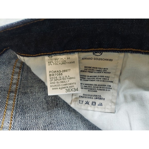 AG Adriano Goldschmied Jeans Mens 36X26.5 Blue Denim The Matchbox Slim Straight - Picture 7 of 7